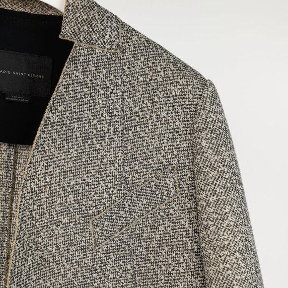 Marie Saint Pierre Grey Tweed Scuba Open-Front Coat - Picture 4 of 9